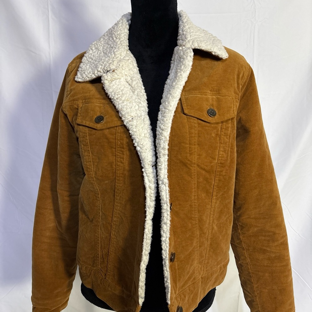 Forever 21 Brown and Cream Teddy Jacket with Fluffy Collar